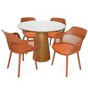 Ver imagem 1 de Conjunto Mesa de Jantar Redonda Quiara 100cm Branco com 4 Cadeiras Marcela - Marrom