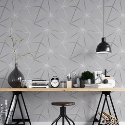 Papel de Parede Adesivo - 48 cm larg x 3 metros alt - Coleção Geometrico Cinza - Ref. Zara 11 - 3