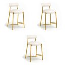 Ver imagem 2 de Banqueta Cozinha Média com Encosto Kit 3 Industrial Dourado Londres PU Facto D03 - D'Rossi