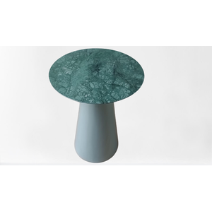 Mesa Cone Lateral de 41 Cm, Tampo em Mármore Verde Guatemala.