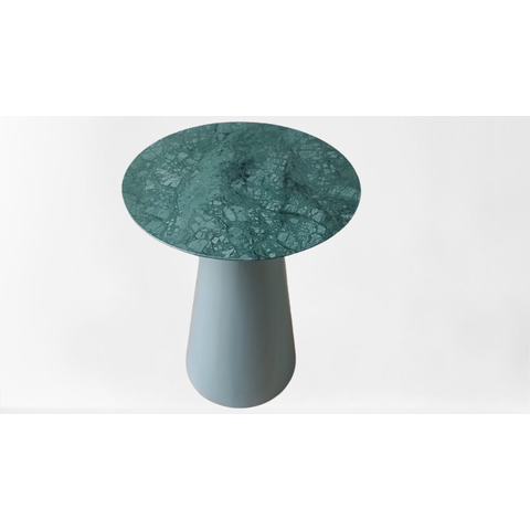 Mesa Cone Lateral de 41 Cm, Tampo em Mármore Verde Guatemala.