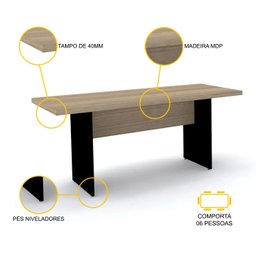 MESA DE REUNIÃO RETANGULAR PANDIN PE40 - NATURALLE MR2000PE40 - 3