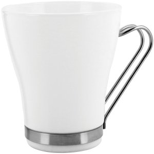 BORMIOLI ROCCO AROMATECA XÍCARA CAPPUCCINO 10x8x8cm 230ml VIDRO TEMPERADO BRANCO ALÇA INOX