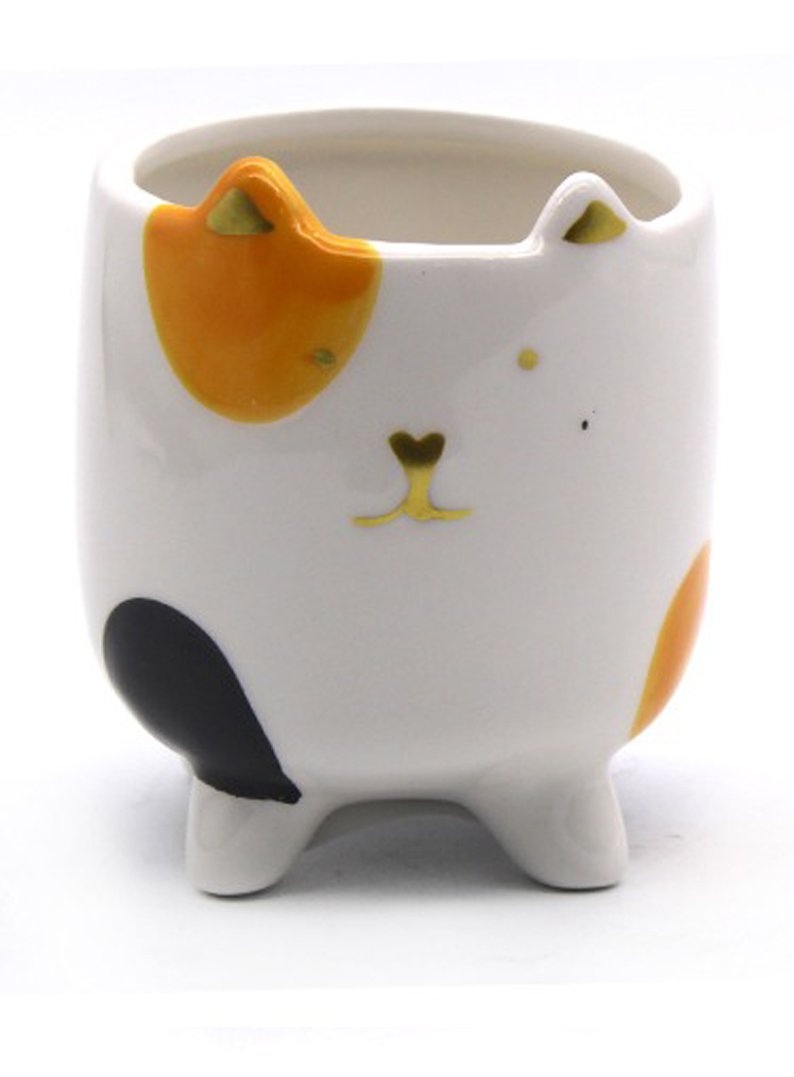 Caneca de Gatinho Ornamento de Porcelana Enfeite 9cm