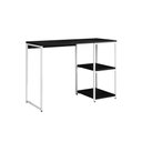 Ver imagem 2 de Mesa Escritório Berlim Industrial com Prateleira Ferro Branco Tampo 110x46 Preto