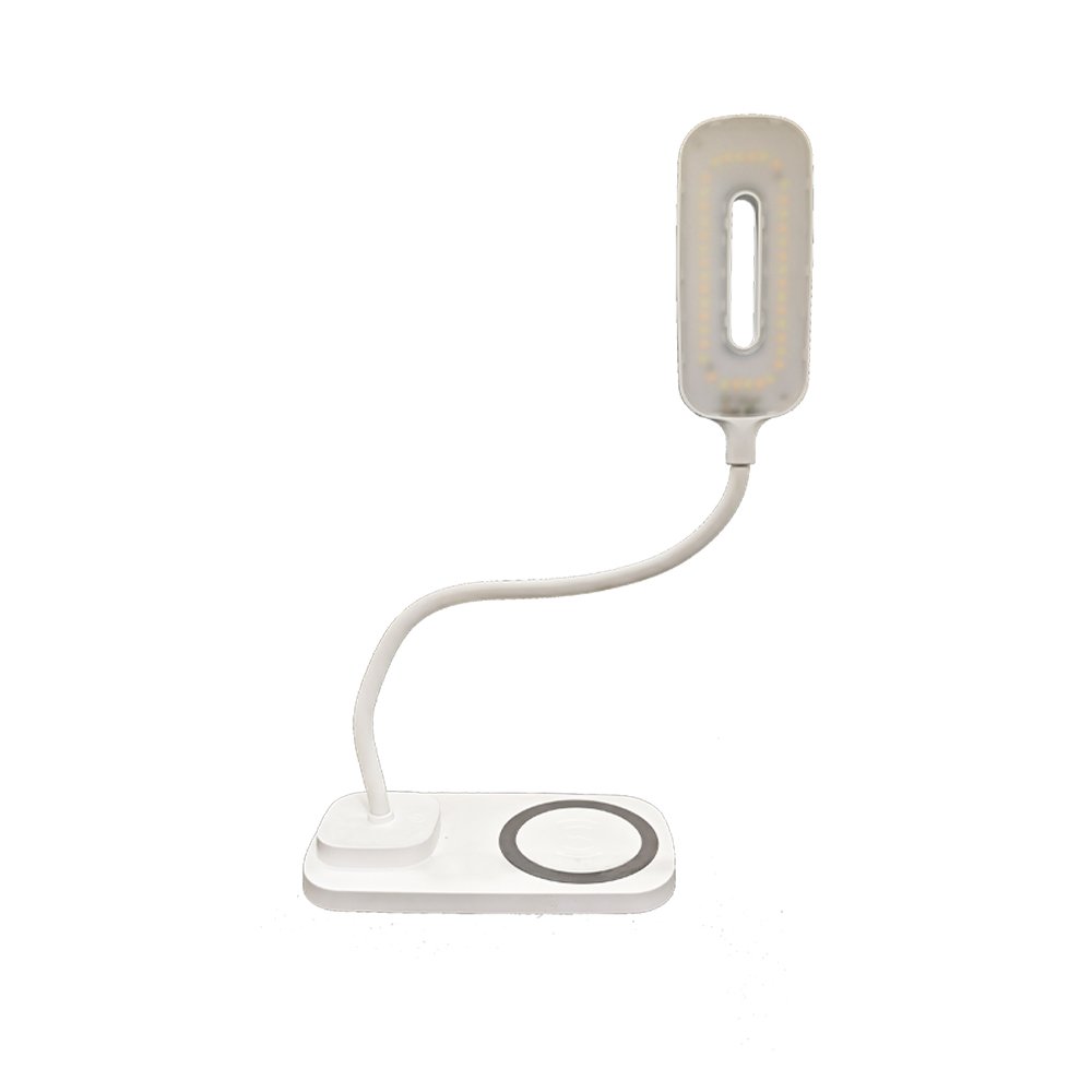 Luminária de Mesa LED Carregador Induçao Celular Touch Articulavel 3 Cores Carregamento Sem Fio