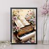 Quadro Vintage Piano com Flores 24x18cm:moldura Branca - 1