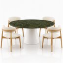 Ver imagem 2 de Mesa de Jantar Cone Oval 198x122 cm Tampo Mármore Vitória Régia Base Laca Branca
