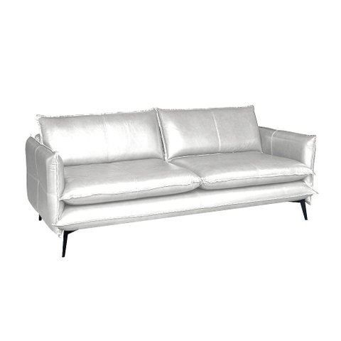 Sofá Decorativo Sala de Estar América 3 Lugares 220cm Couro Branco - Mozzelar