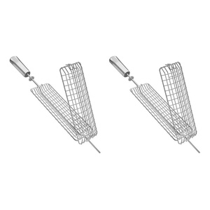 Kit 2 Espeto Grelha Giratória Gira Grill