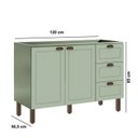 Ver imagem 4 de Balcão para Pia Modelo Americano Provençal 2 Portas 3 Gavetas Frentes em MDF sem Tampo Verde/Mint