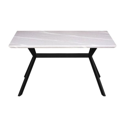 Mesa de Jantar Nika 4 Lugares Retangular MDF 140cm Marmorizado Cinza Or Design