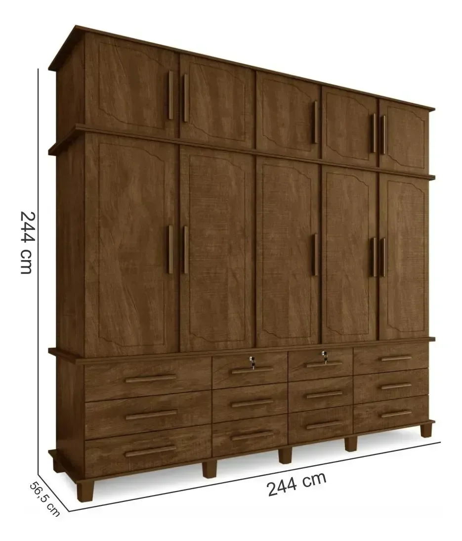 Guarda Roupas Roupeiro Luapa Berlin 10 Portas e 12 Gavetas - 4