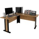 Ver imagem 1 de Mesa de Canto para Escritório em L Angular Amêndoa/Preto