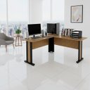 Ver imagem 6 de Mesa de Canto para Escritório em L Angular Amêndoa/Preto