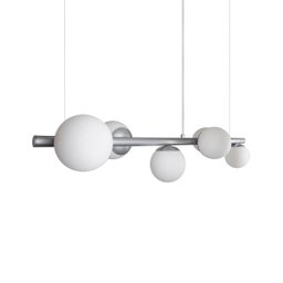 Lustre Pendente Figo Prata - 6 Globos Esfera de Vidro Branco - 6-2620-15-br - 4
