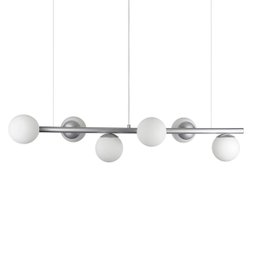 Lustre Pendente Figo Prata - 6 Globos Esfera de Vidro Branco - 6-2620-15-br - 1