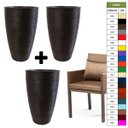 Ver imagem 2 de Kit 3 Vaso Planta 65x40 Oval Moderno Polietileno BGPLASTICOS CINZA CIMENTO 004