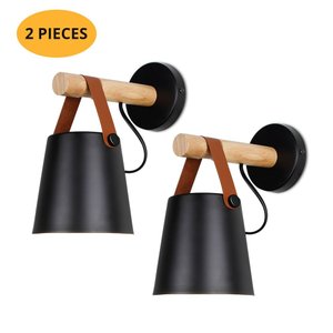 Arandela Luminária de parede em madeira moderna, design nórdico, lâmpada de parede com cabo interrup