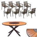 Ver imagem 1 de Conjunto de Mesa Jantar 1,80m Zurick Madeira Pétalas 8 Poltronas Amélia Tela Sling e Alumínio