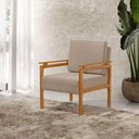 Ver imagem 2 de Kit 2 Poltronas Decor Pés Madeira Maciça Yasmin Linho Bege