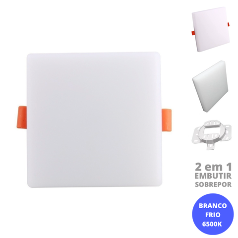 Painel 25w Led Borda Infinita Quadrado 2 em 1 Branco Frio 6500k Bivolt