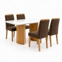 Ver imagem 2 de Conjunto Sala de Jantar 4 Lugares Retangular Tampo Vidro/MDF 120x80cm Mesa Isla e Cadeiras Carol