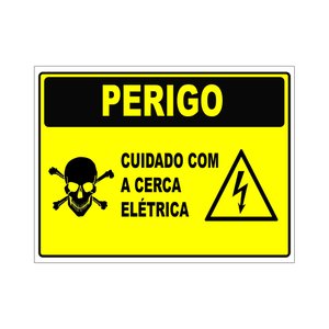 Placa Advertência Perigo Cuidado Cerca Elétrica 15x20cm Tacolado 05 Unidades