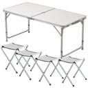 Ver imagem 2 de Mesa Maleta Dobrável de Alumínio com 4 Cadeiras, 120x60cm, Altura Ajustável para Camping