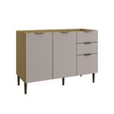 Ver imagem 1 de Balcão Gabinete para Pia 120 cm 3 Portas 2 Gavetas Capadócia Amadeirado 100% MDF Casamia