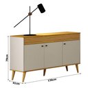 Ver imagem 2 de Aparador Buffet 3 Portas Jade Gold Cinamomo Off White - Leifer