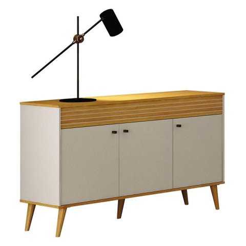 Aparador Buffet 3 Portas Jade Gold Cinamomo Off White - Leifer