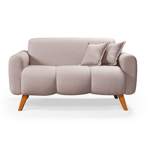 Namoradeira Dallas Confortavel Moderna em Linho Pes em Madeira: Creme