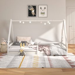 Cama Montessoriana Madeira Maciça Casa Estrado Sila Branco - 2