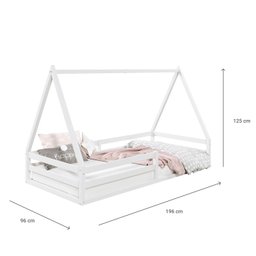 Cama Montessoriana Madeira Maciça Casa Estrado Sila Branco - 4