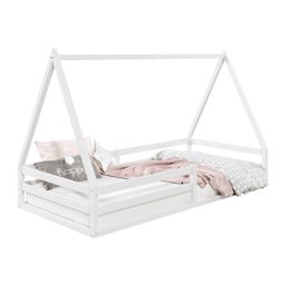 Cama Montessoriana Madeira Maciça Casa Estrado Sila Branco - 5