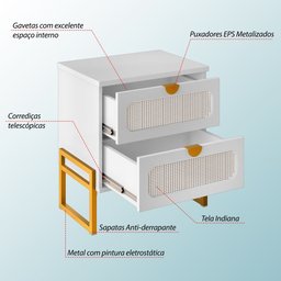 Kit 2 Mesas de Cabeceira Luxo Titanium com Fino Acabamento 45cm - 3