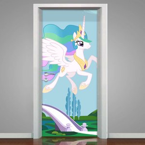 Adesivo para Porta Unicórnio Voando- 93X210Cm