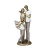 Escultura Decorativa Casal e Filho Dourado e Branco - 1