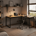 Ver imagem 1 de Escrivaninha em L Industrial Mesa de Canto para Escritório e Home Office em Madeira e Metal - Mel