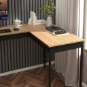 Ver imagem 3 de Escrivaninha em L Industrial Mesa de Canto para Escritório e Home Office em Madeira e Metal - Mel