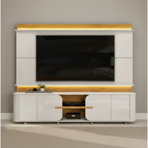 Estante para Tv até 75 Polegadas Ripado 100% Mdf com Led Lord