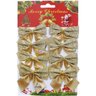 Kit 48 Enfeite Árvore Natal Lacinho Laço Gliter Dourado 6cm - 1