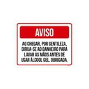 Ver imagem 1 de Kit 5 Placas Aviso Ao Chegar Lave As Mãos Antes Álcool Gel