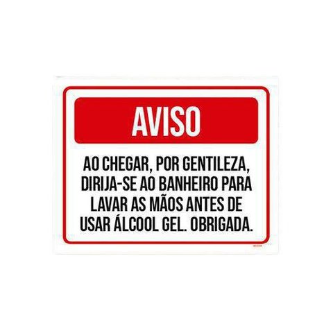 Kit 5 Placas Aviso Ao Chegar Lave As Mãos Antes Álcool Gel