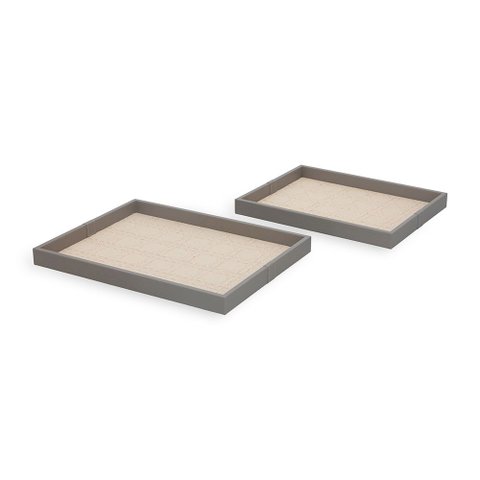 Kit 02 Bandejas Decorativas em Mdf com Revestimento em Pu Cinza 19331 Mart