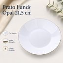 Ver mais imagens de Prato Fundo Opalino Catarina Branco 21,5cm com Borda Dourada