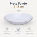 Ver imagem 2 de Prato Fundo Opalino Catarina Branco 21,5cm com Borda Dourada