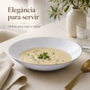 Ver imagem 3 de Prato Fundo Opalino Catarina Branco 21,5cm com Borda Dourada