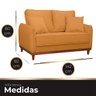 Kit Poltrona e Sofa Sena 2 Lugar Base de Madeira para Sala Hotel Linho Terra Cota - 8
